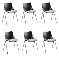 Pack de 6 cadeiras Shell com estrutura epoxy bicapa cinza prata e carcaça de plástico (Diferentes cores a eleger)